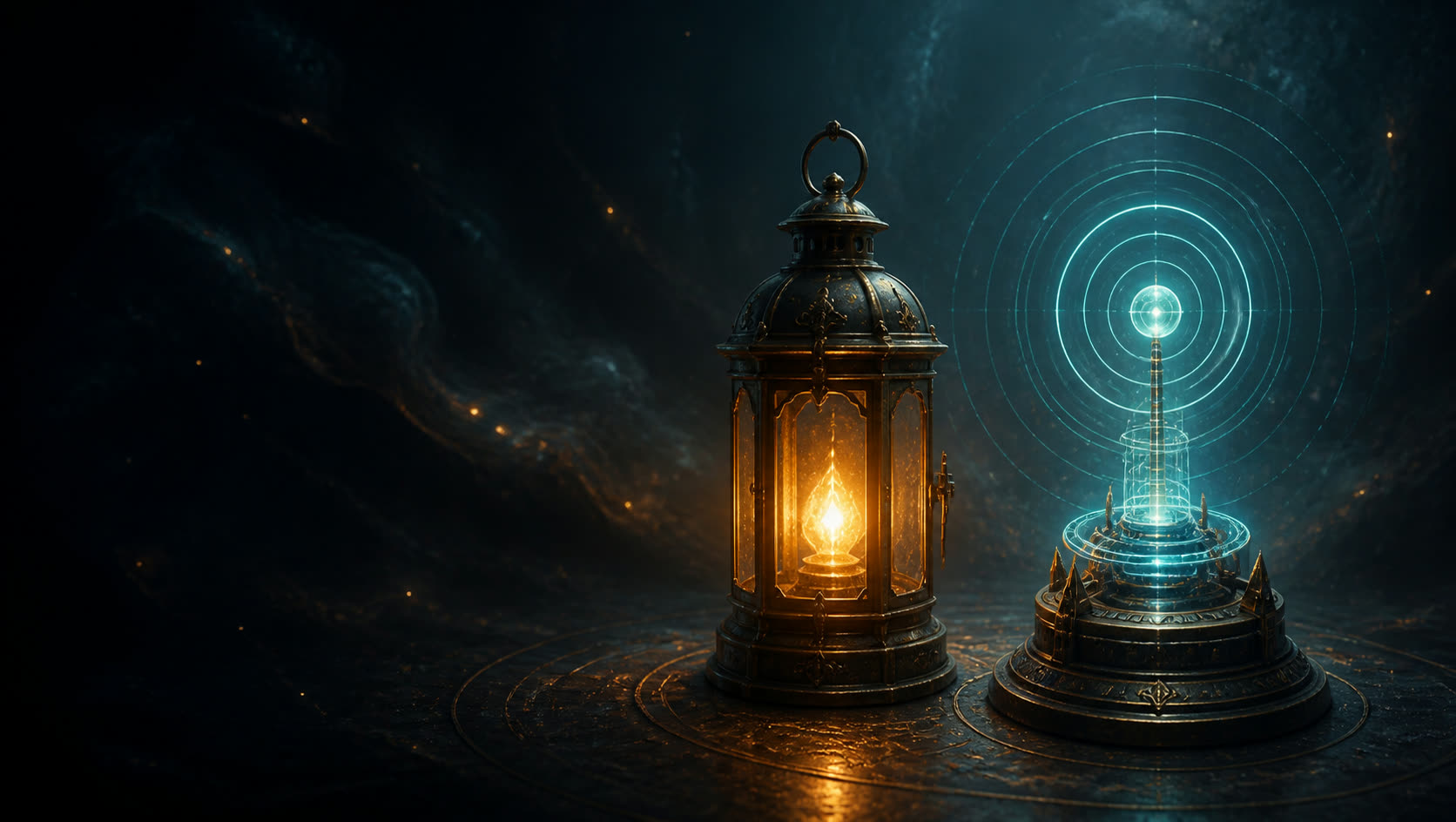 An original lantern beside a glowing status beacon, representing cautious Mistfall Hunter troubleshooting.